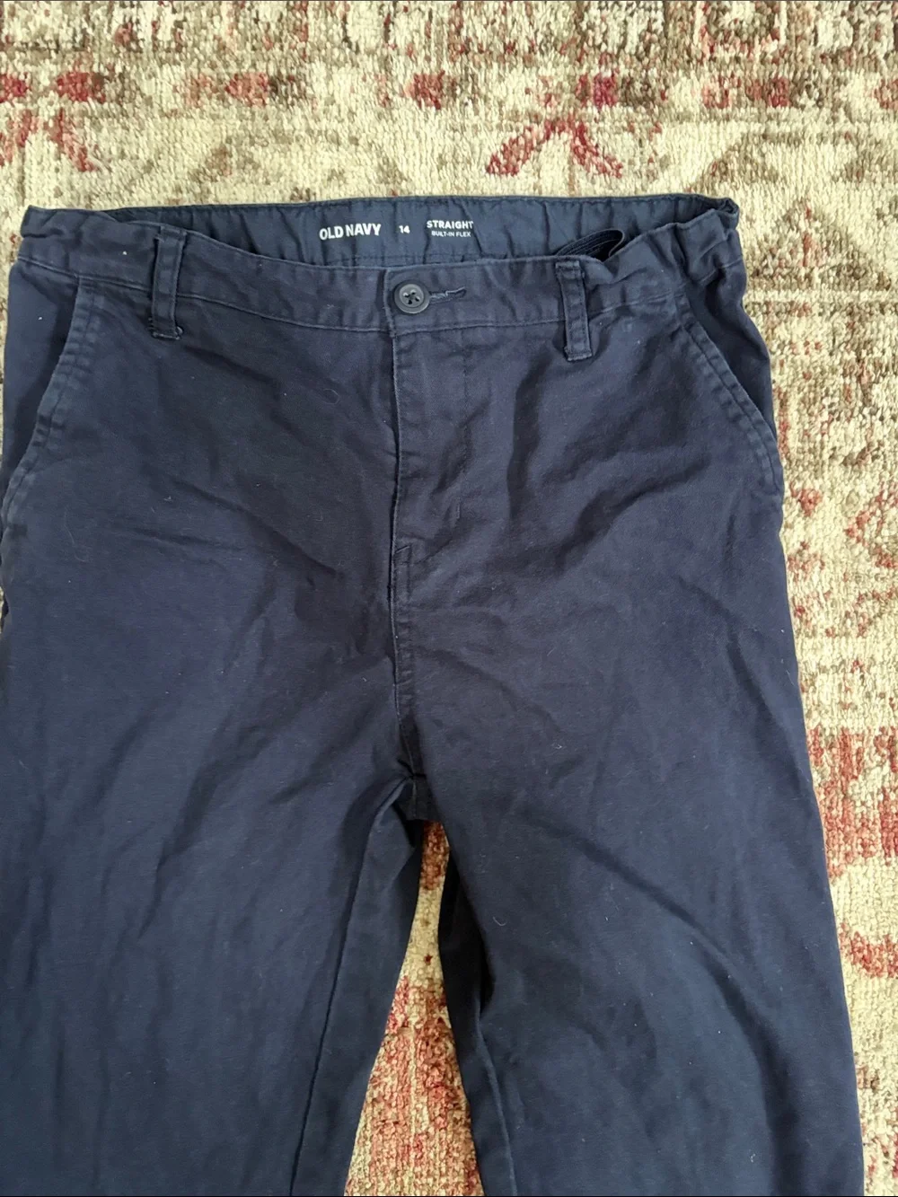 Old Navy Boys Straight Chino Pants - Navy - adjustable waist